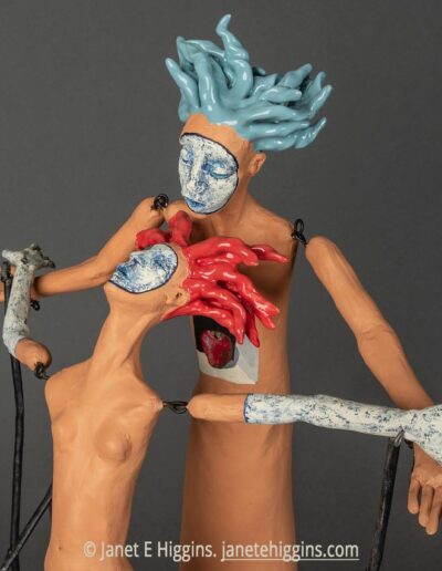 Available Sculptures 2022: Adam and Eve in Sync (detail) , by Janet E Higgins