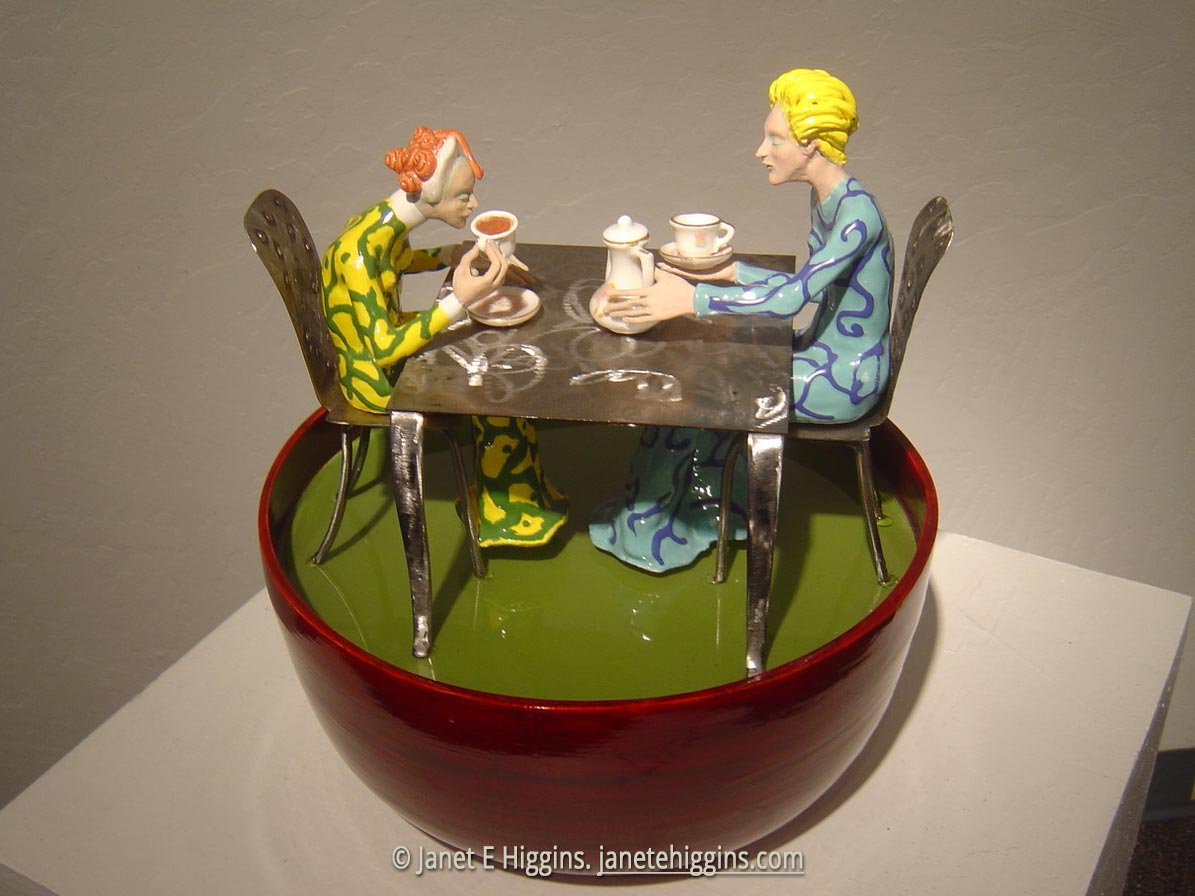 Tea for Two Soup, sculpture by Janet E Higgins - collected pieces